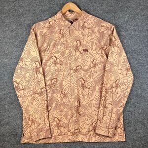 Retro Rifle Shirt Mens XL Brown The Hunter Honey Badger Long Sleeve Guns
